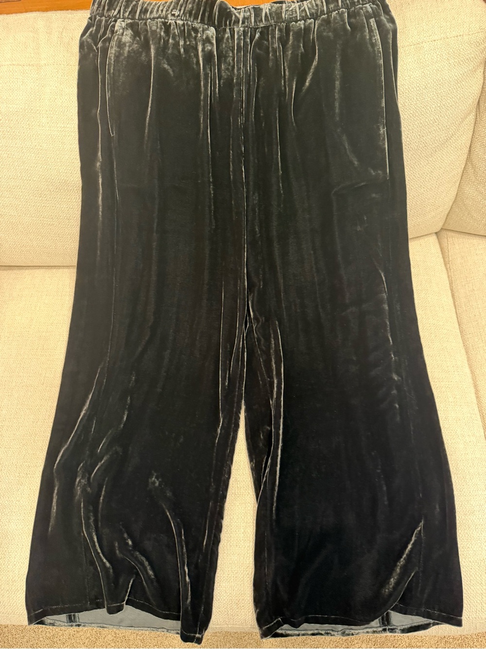 Eileen Fisher Black Velvet Wide-Leg Kids Bottoms